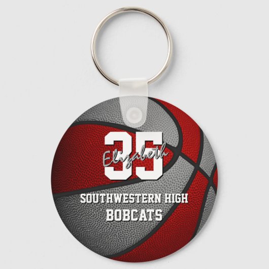 赤いグレーのバスケットチームカラー キーホルダー (正面)