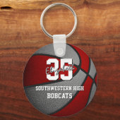 赤いグレーのバスケットチームカラー キーホルダー (裏面)