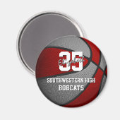 赤いグレーのバスケットチームカラー マグネット (正面/裏面)