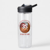 赤いグレーのバスケットボールチームの色とジャージー番号 ウォーターボトル (左面)