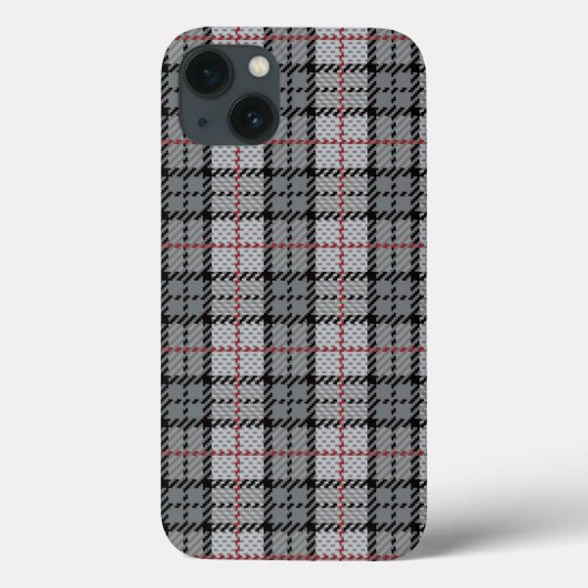 赤いグレーのピクセルプレイドストライプ Case-Mate iPhoneケース (裏面)