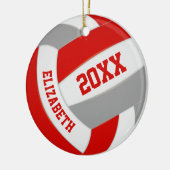 赤いグレーの女の子チームの男の子チームの色バレーボール セラミックオーナメント (左)