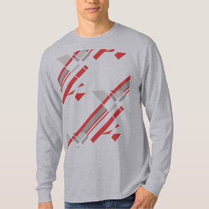 赤いグレーの対角シェイプ南西ルック抽象芸術 Tシャツ