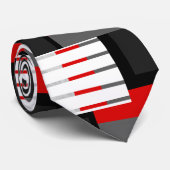 赤いグレーの白黒のストライプの色ブロック ネクタイ (ロール)