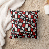 赤いグレーの白黒幾何学的パターン クッション (ブランケット)
