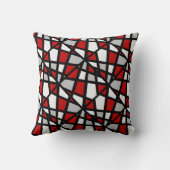 赤いグレーの白黒幾何学的パターン クッション (裏面)