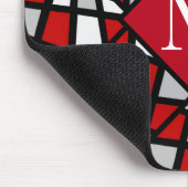 赤いグレーの白黒幾何学的パターン マウスパッド (コーナー)