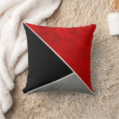 赤いグレーの黒い色のブロック クッション (ブランケット)