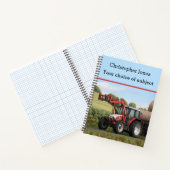 赤いグレーズリンコンのトラクターとトレーラー、あなたの名前 ノートブック (内部)