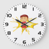 赤いグローブとショーツのキッドボクサー ラージ壁時計 (正面)