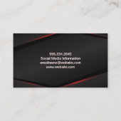 赤いグロー抽象芸術の背景 名刺 (裏面)