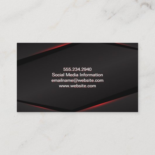赤いグロー抽象芸術の背景 名刺 (裏面)