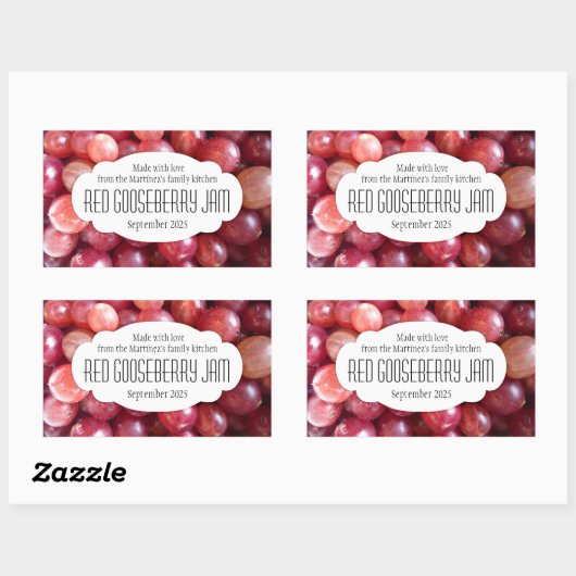 赤いグースベリーのジャムまたは保存ラベルシール 長方形シール (シート)
