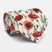 赤いケシがクリームに ネクタイ (ロール)