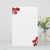 赤いケシが並んだ 便箋 (スタンド正面)