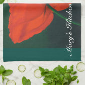 赤いケシが付いている台所タオル キッチンタオル (折り畳み)