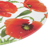 赤いケシが付いている横のボーダー カッティングボード (角)