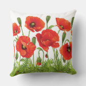 赤いケシが付いている横のボーダー クッション (裏面)