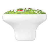 赤いケシが付いている横のボーダー セラミックノブ (側面)