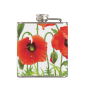 赤いケシが付いている横のボーダー フラスク (裏面)