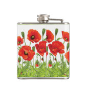 赤いケシが付いている横のボーダー フラスク (裏面)