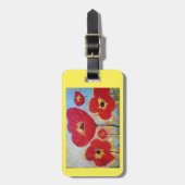 赤いケシが付いている荷物または財布のラベル ラゲッジタグ (正面縦)