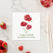 赤いケシが庭を植える信じ引用文 スタンダードカクテルナプキン (インサイチュ)