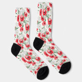 赤いケシが白いフローラ ソックス (右)
