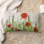 赤いケシとナガシ ランバークッション (ブランケット)