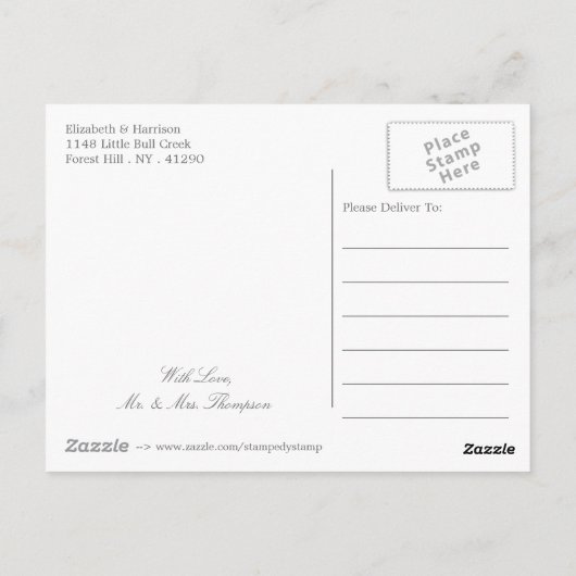 赤いケシとバーラップ結婚の感謝 ポストカード (裏面)