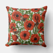 赤いケシとレンシ、白い離れ緑色の クッション (正面)