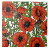 赤いケシとレンシ、白い離れ緑色の タイル (正面)