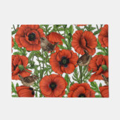 赤いケシとレンシ、白い離れ緑色の ドアマット (正面)