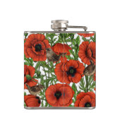 赤いケシとレンシ、白い離れ緑色の フラスク (裏面)