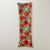 赤いケシとレンシ、白い離れ緑色の ボディピロー (正面縦)