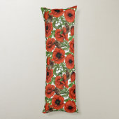 赤いケシとレンシ、白い離れ緑色の ボディピロー (裏面 (縦))