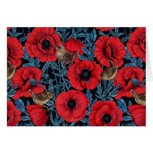 赤いケシとレンツ、黒い離れ青い (正面横)