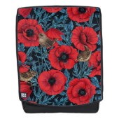 赤いケシとレンツ、黒い離れ青い バックパック (正面)