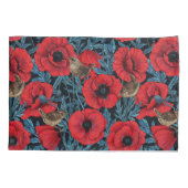 赤いケシとレンツ、黒い離れ青い 枕カバー (裏面-左)