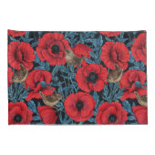 赤いケシとレンツ、黒い離れ青い 枕カバー (裏面-右)