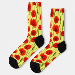 赤いケシと緑の茎 ソックス