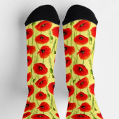 赤いケシと緑の茎 ソックス (上部)