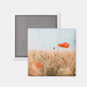 赤いケシと金ゴールド大麦 マグネット (正面/裏面)