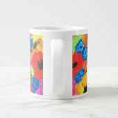 赤いケシと青いコーナフラワーパターン ジャンボコーヒーマグカップ (裏面)