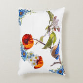赤いケシと鳥 アクセントクッション (正面(垂直))