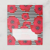 赤いケシと黒と白ストライプの結婚 プレイスカード (外部開封)