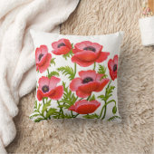 赤いケシによってはアメリカ人のMoJoの枕が開花します クッション (ブランケット)