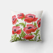 赤いケシによってはアメリカ人のMoJoの枕が開花します クッション (裏面)