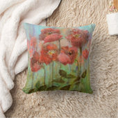 赤いケシによっては水彩画が開花します クッション (ブランケット)