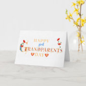 赤いケシのある祖父母の最初の日 カード (黄色い花)